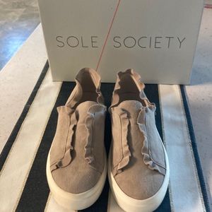Sole Society suede slip on shoes